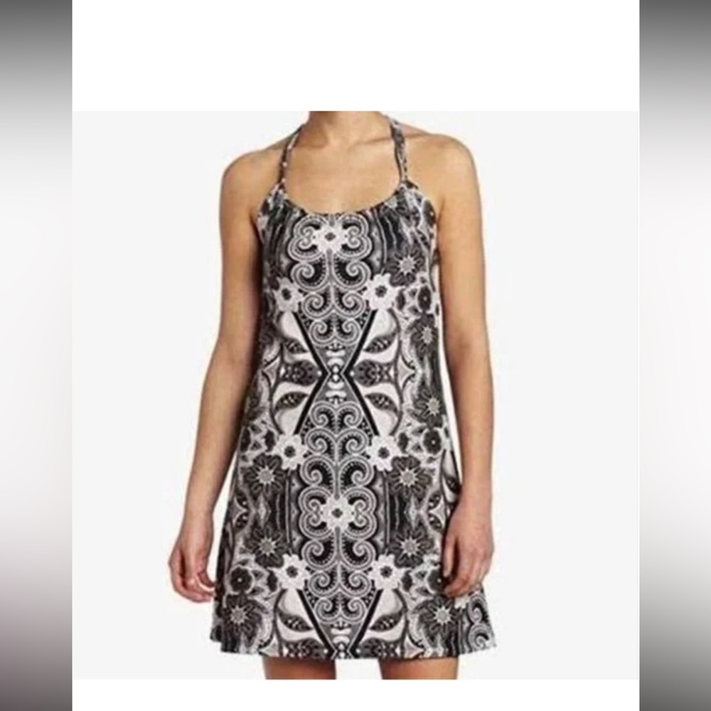 prAna Quinn Dress Breathe Collection Racerback Paisley Brown Tan Size S NWT
